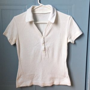 White fleecy polo shirt